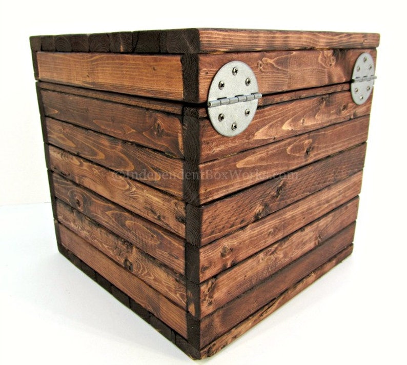 12 Inch Storage Cube Rustic Wooden Crate with Lid Keepsake Etsy