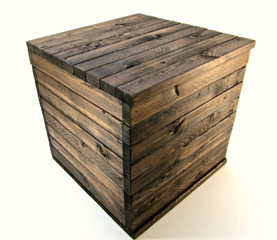 13 Inch Wooden Crate Rustic Cube With Lid Handmade Wood 13 Inch Wooden Crate Rustic Cube With, 13 Inch Cube Storage Bins Wood