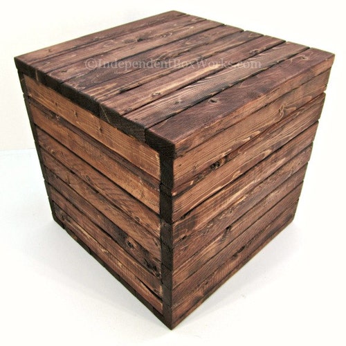 12 Inch Storage Cube Rustic Wooden Crate With Lid Keepsake Etsy