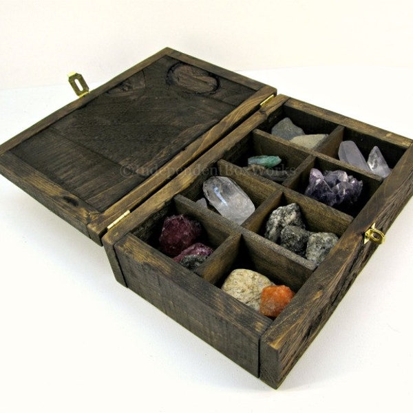 Reclaimed Wood Jewelry Storage Box with Divided or Open Interior Layout - Perfect for Crystals, Rings, Bracelets, Cufflinks, and Brooches