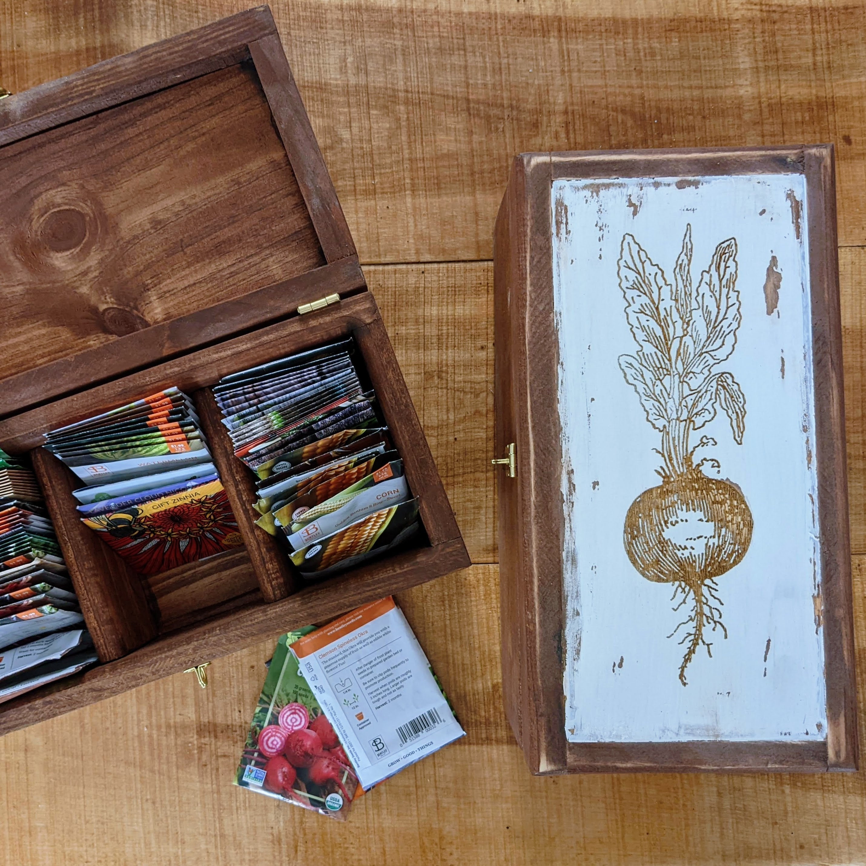 Small Garden Seed Organizer Box Storage With Alphabet Index Card
