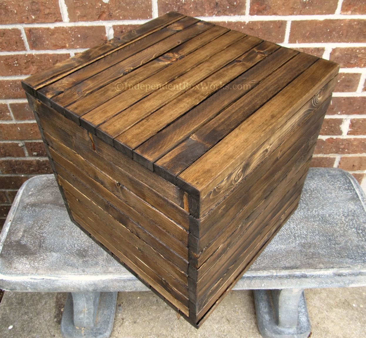 15 Inch Storage Cube Rustic Vinyl Record Storage Box Wooden Crate