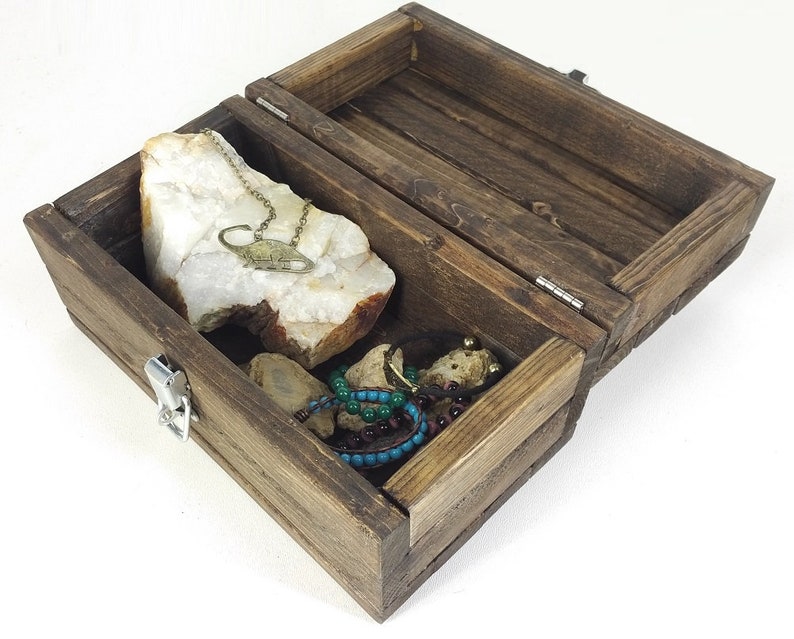 Personalized Keepsake Box with Lockable Latch, Baptism Gift, Rustic Wooden Gift Box, Engraved Memento Box, Wooden Jewelry Box, Memorial Box image 2