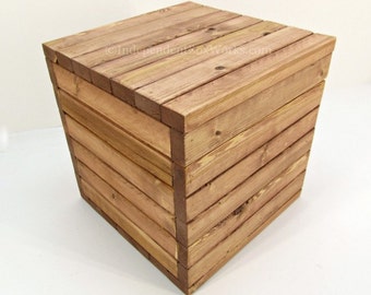 10 Inch Storage Crate with Lid - Small Wooden Cube - Wood Accessory Crate - Country Wedding Card Box - Farmhouse Storage Cube - Little Crate
