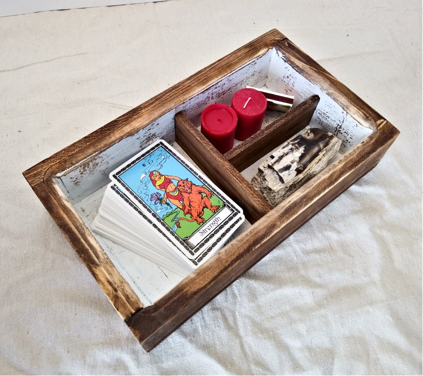 Crystal Display Tray, Wood Jewelry Tray With Sections, Handmade