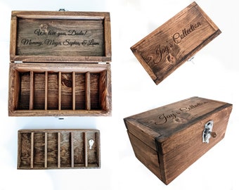 Locking Pocket Knife Case with Key, Everyday Carry Storage Box, Engraved Wooden Tool Case for Dad, Divided EDC Box, Custom Gift for Him