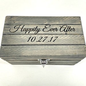 Personalized Keepsake Box with Lockable Latch, Baptism Gift, Rustic Wooden Gift Box, Engraved Memento Box, Wooden Jewelry Box, Memorial Box image 3