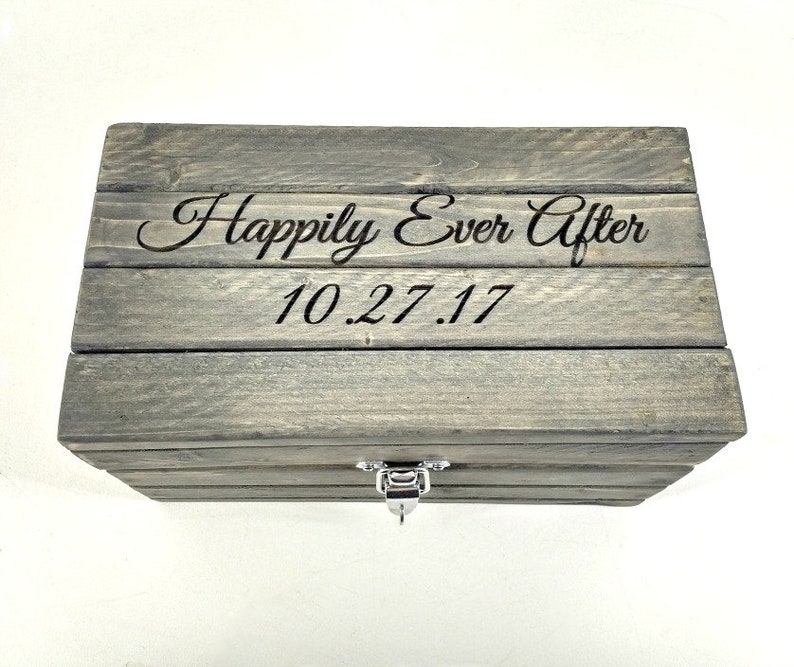 Personalized Keepsake Box with Lockable Latch, Baptism Gift, Rustic Wooden Gift Box, Engraved Memento Box, Wooden Jewelry Box, Memorial Box image 3