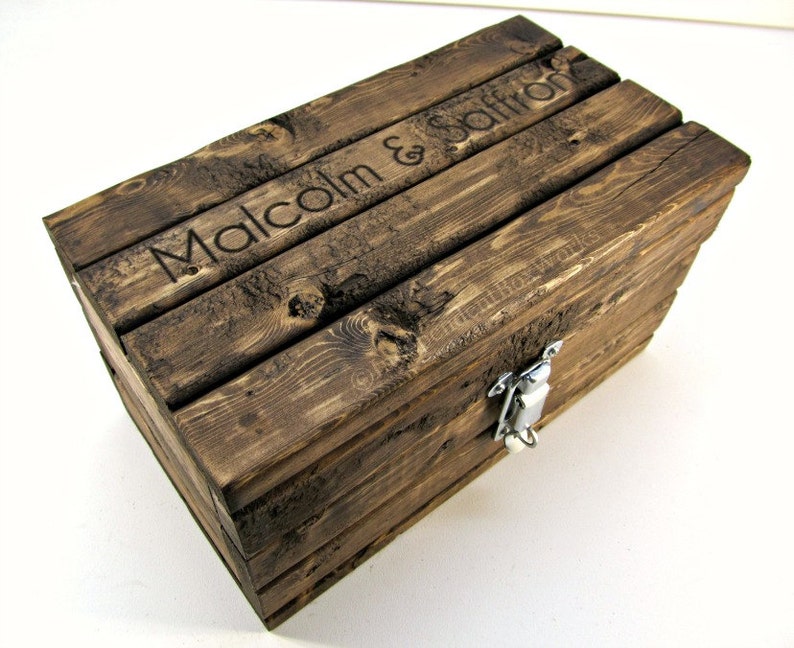 Personalized Keepsake Box with Lockable Latch, Baptism Gift, Rustic Wooden Gift Box, Engraved Memento Box, Wooden Jewelry Box, Memorial Box image 1