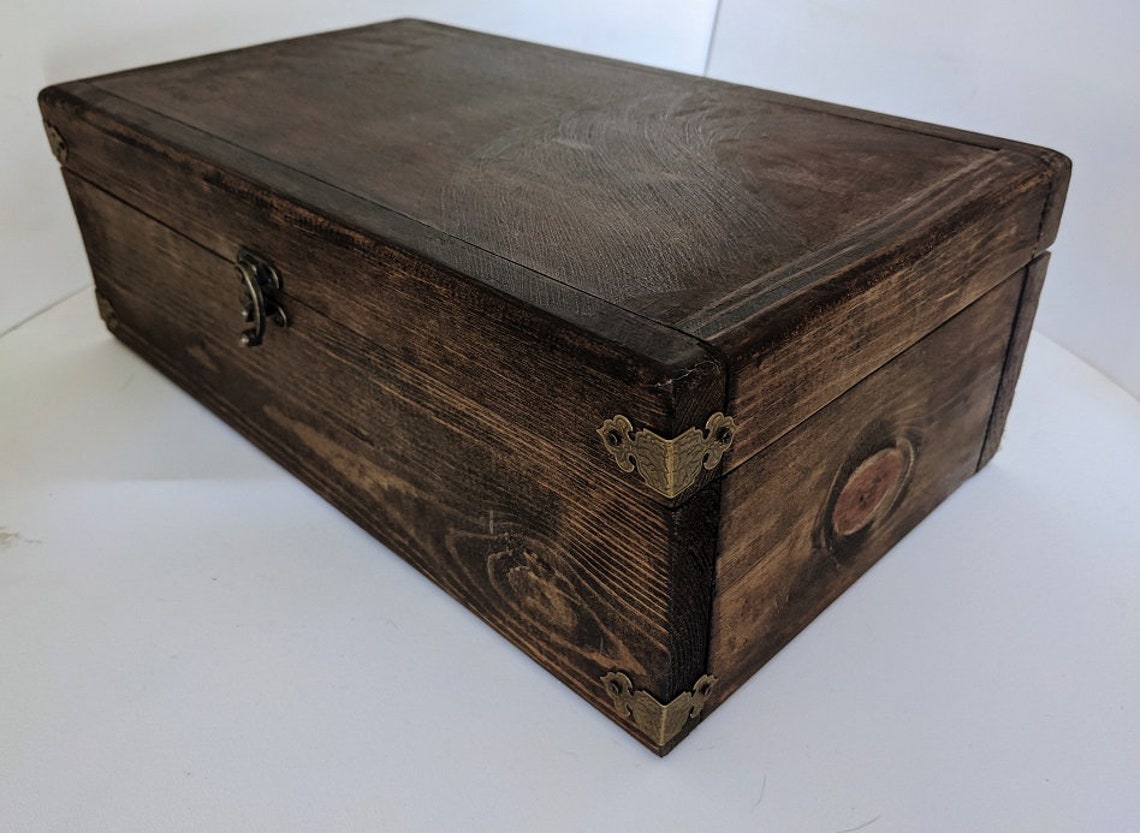 Caja de madera rústica recuperada con bandeja extraíble caja Etsy