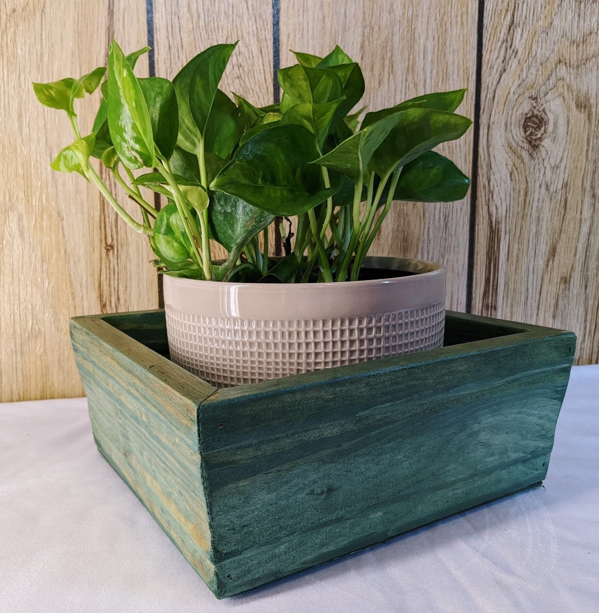 distressed blue wood boxes for centerpieces  Wood planter box, Wood  planters, Barn wood