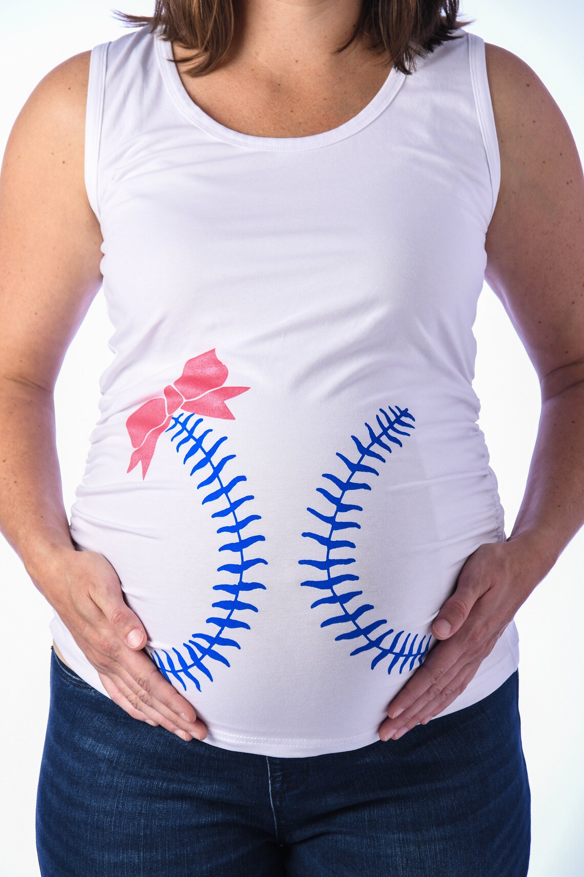 Baseball or Bows Gender Reveal Maternity Shirt Baseball Etsy