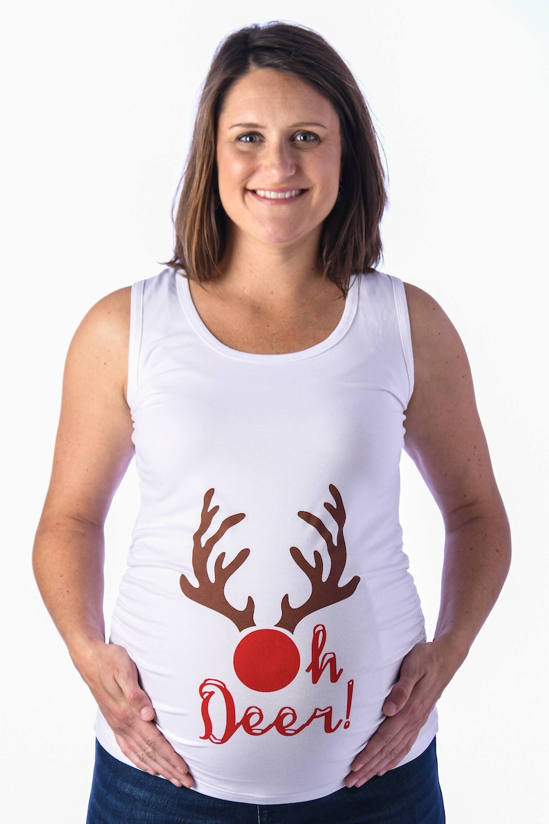 Oh Deer Christmas Maternity Shirt Reindeer Maternity Tee Etsy Christmas Pregnant Shirt