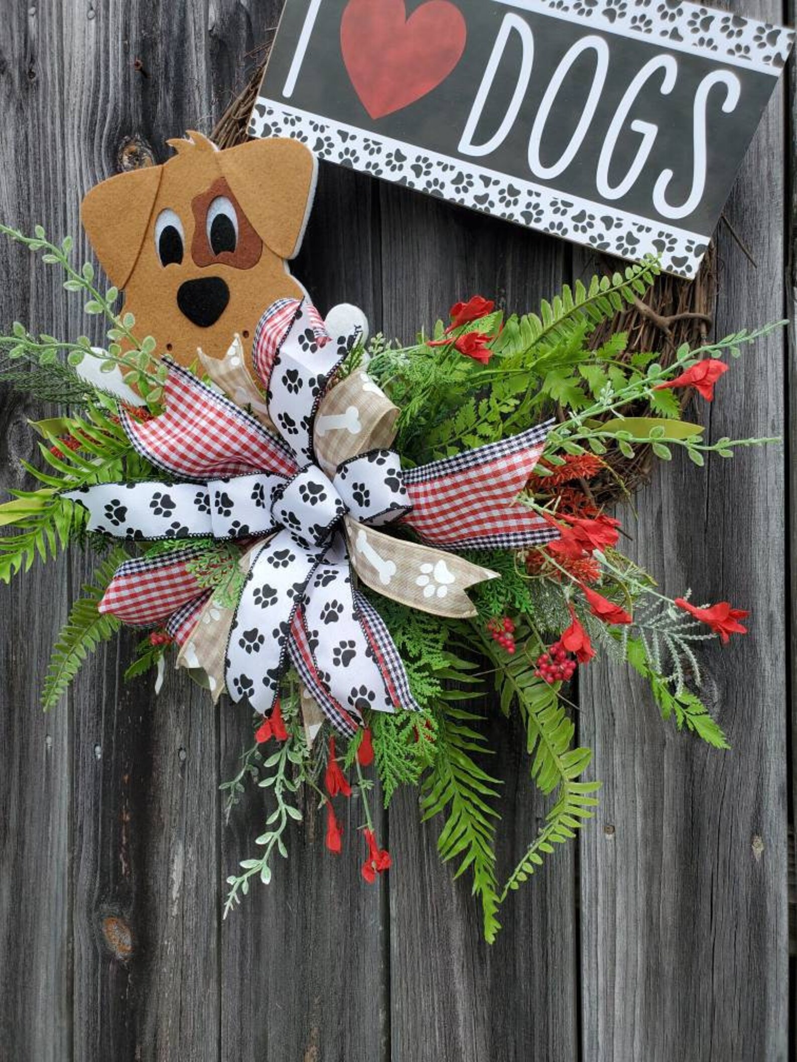Dog wreath for front doordog front door wreathdog lovers Etsy