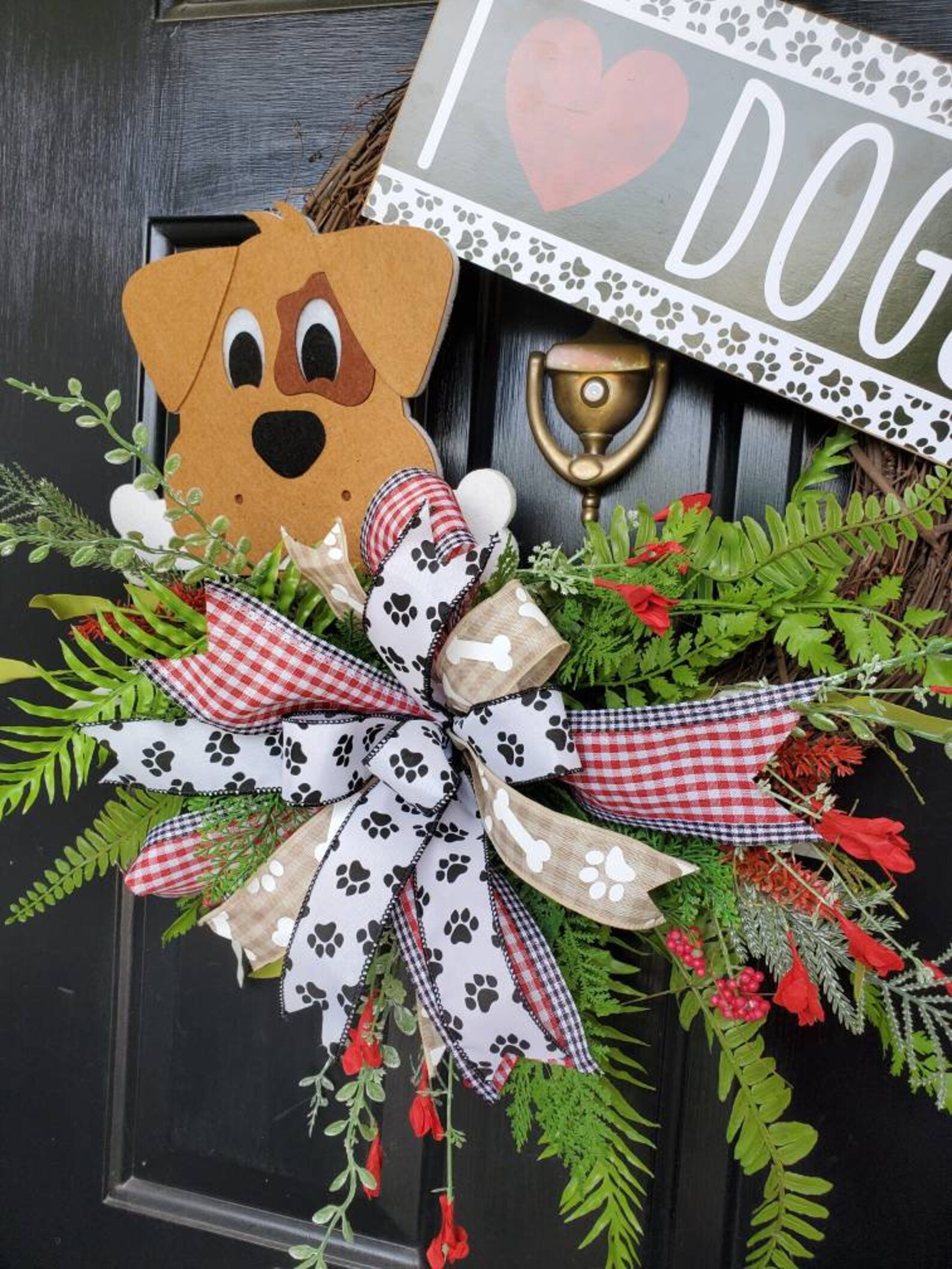 Dog wreath for front doordog front door wreathdog lovers Etsy
