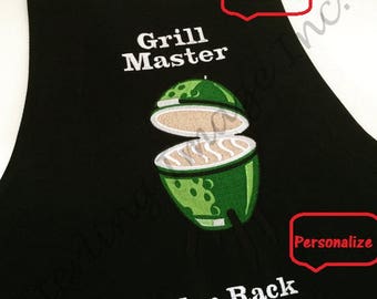 Embroidered Apron, Custom Apron, Father's Day Gift, Grill Master, Green Egg Embroidered Apron, Christmas Gift, Grill Gift, Gift for Men,