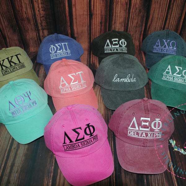 Sorority Hat,  Embroidered Adams Hat, Monogrammed Hat, Fraternity  Hats, Personalized Hat, Custom Hat, Unstructured Hat, Monogram Gift