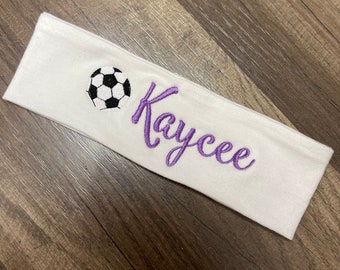 Soccer Headband, Sports Monogrammed Personalized gift  Monogram Embroidered