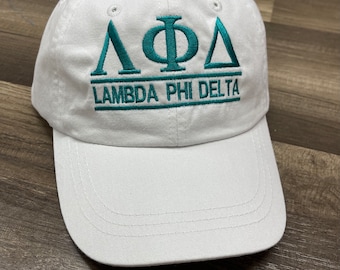 Lambda Phi Delta, Embroidered Adams Hat, Monogrammed Hat, Sorority Hats, Fraternity hat, Personalized Hat, Custom Hat, Unstructured Hat,