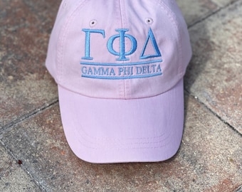 Gamma Phi Delta, Sorority Hat,   Monogrammed Hat, Fraternity  Hats, Personalized Hat, Custom Hat, Unstructured Hat, Monogram Gift