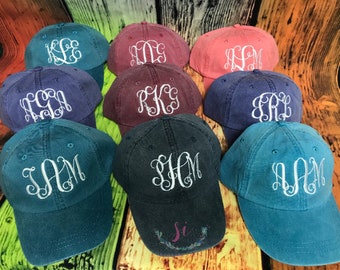 Monogrammed hat,   Embroidered hat, distressed hat, personalized hat, custom hat, unstructured hat