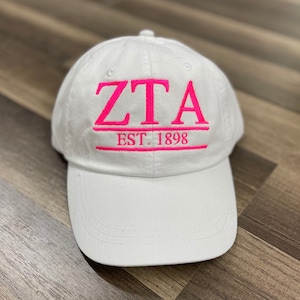 Zeta Tau Alpha, Sorority Hat,   Monogrammed Hat, Fraternity  Hats, Personalized Hat, Custom Hat, Unstructured Hat, Monogram Gift
