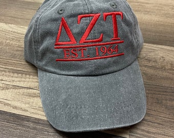 Delta Zeta Tau, Monogrammed hat,   Fraternity hat, distressed hat, personalized hat, custom hat, unstructured hat, sorority hat