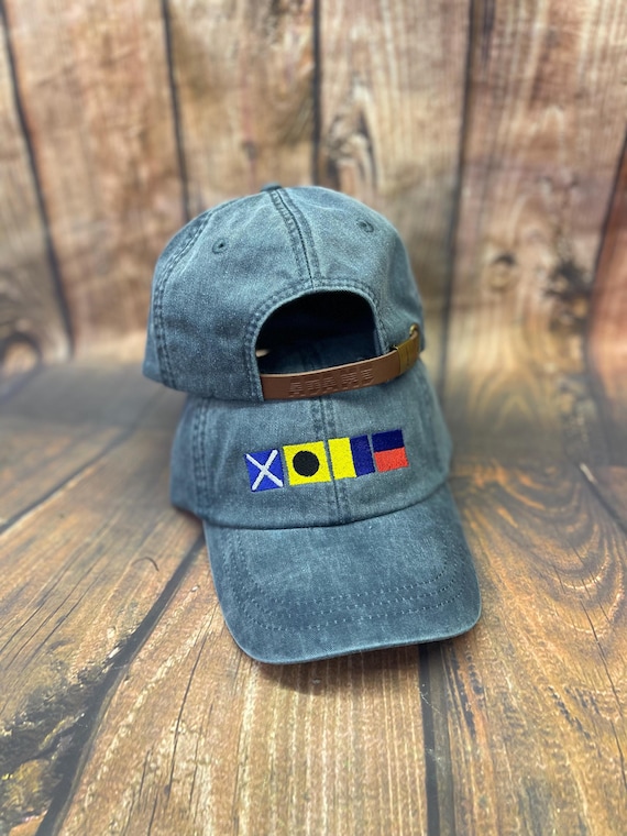 Nautical Hat, Boating Hat, Custom Hat, Monogrammed Hat, Distressed Hat, Personalized Hat, Custom Hat, Unstructured Hat, New Parent Gift