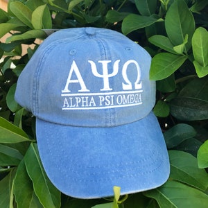 Alpha Psi Omega, Embroidered Adams Hat, Monogrammed Hat, Sorority Hats, Distressed Hat, Personalized Hat, Custom Hat, Unstructured Hat, Mono