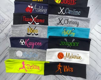 Personalized Sports Headband, Embroidered Cotton Lycra, Monogrammed Athletic Wear