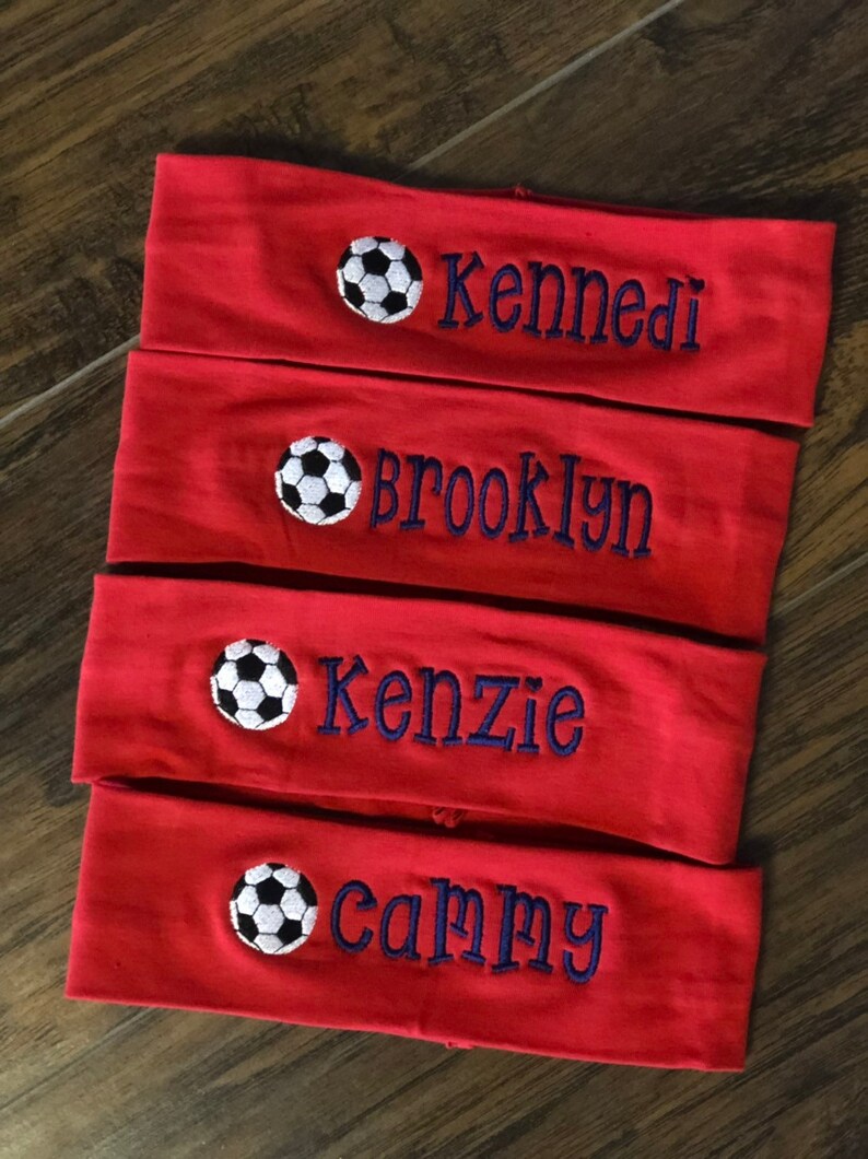 Soccer headbands Team Sports Embroidered Headband Soccer Etsy