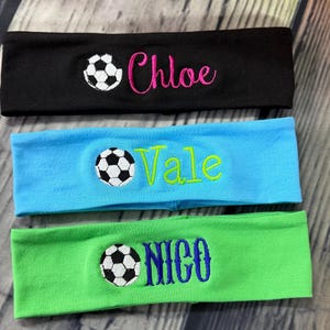 Personalized Soccer Headband, Embroidered Cotton Lycra Sports Accessory Team gift 画像 1
