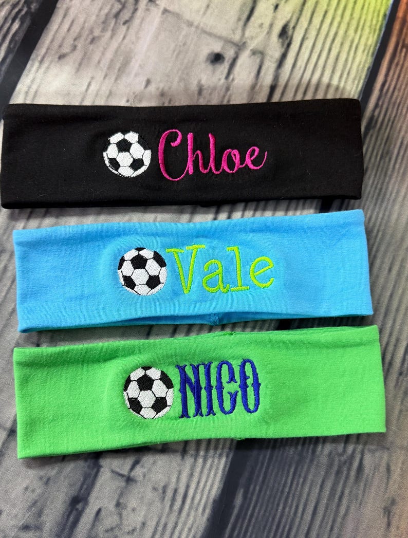 Personalized Soccer Headband, Embroidered Cotton Lycra Sports Accessory Team gift 画像 1