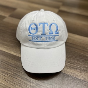 Theta Tau Omega, Sorority Hat,   Monogrammed Hat, Fraternity  Hats, Personalized Hat, Custom Hat, Unstructured Hat, Monogram Gift