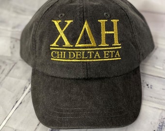 Chi Delta Eta, Monogrammed hat,   Fraternity hat, distressed hat, personalized hat, custom hat, unstructured hat, sorority hat