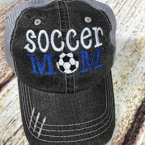 Soccer mom hat, Monogrammed hat,   Embroidered hat, distressed hat, personalized hat, custom hat, unstructured hat, soccer mom