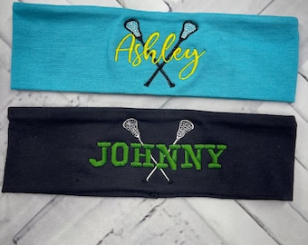 Lacrosse Headband, Sports Headband,  Monogrammed Headband, Personalized Headband,    Monogram headband, Embroidered Headband, Headband