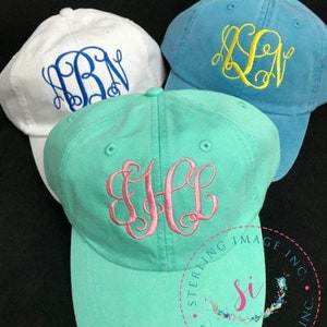 Monogrammed hat,   Embroidered hat, distressed hat, personalized hat, custom hat, unstructured hat