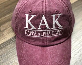 Kappa Alpha Kappa, Sorority Hat,   Monogrammed Hat, Fraternity  Hats, Personalized Hat, Custom Hat, Unstructured Hat, Monogram Gift