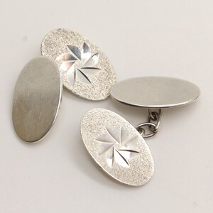 Manschettenknöpfe mit ovalem Stern aus Sterlingsilber, Vintage-Geschenk für ihn, Jahrestag, Geburtstag, Weihnachten, Geschenk für Bräutigam, Vater, Vater