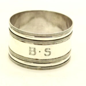 Edwardian Sterling Silver NAPKIN Serviette Ring Hallmarked London 1913 Monogrammed Antique Vintage Fine Dining
