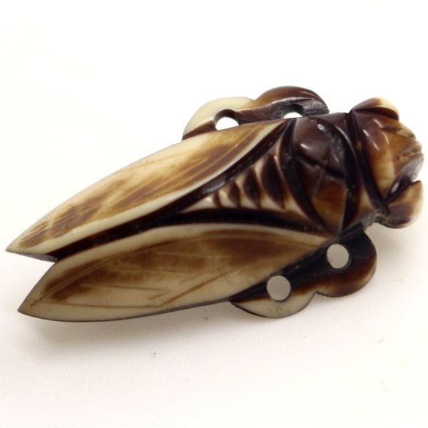 Art Deco French Depose Bee Early Plastic Brown Brooch Pin Vintage Cicada Insect ca 1920s Collectable Christmas Birthday Gift for Her