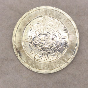 Sterling Silver MEXICO Mayan Aztec Brooch Pin Pendant Vintage Christmas Birthday Gift for Him Her