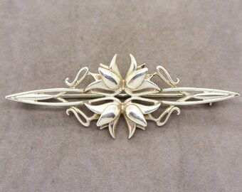 Broche Art Nouveau Plaquée Or Avec Strass Et Perle En Pampille - Style Vintage Chic