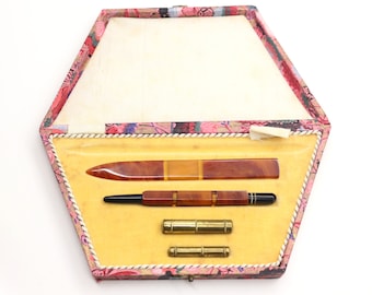 Art Deco Real BAKELITE Writing Set Original Box Antique Pencil Letter Opener INCOMPLETE Missing Dip Pen ca1920s Vintage Desktop Gift for Him