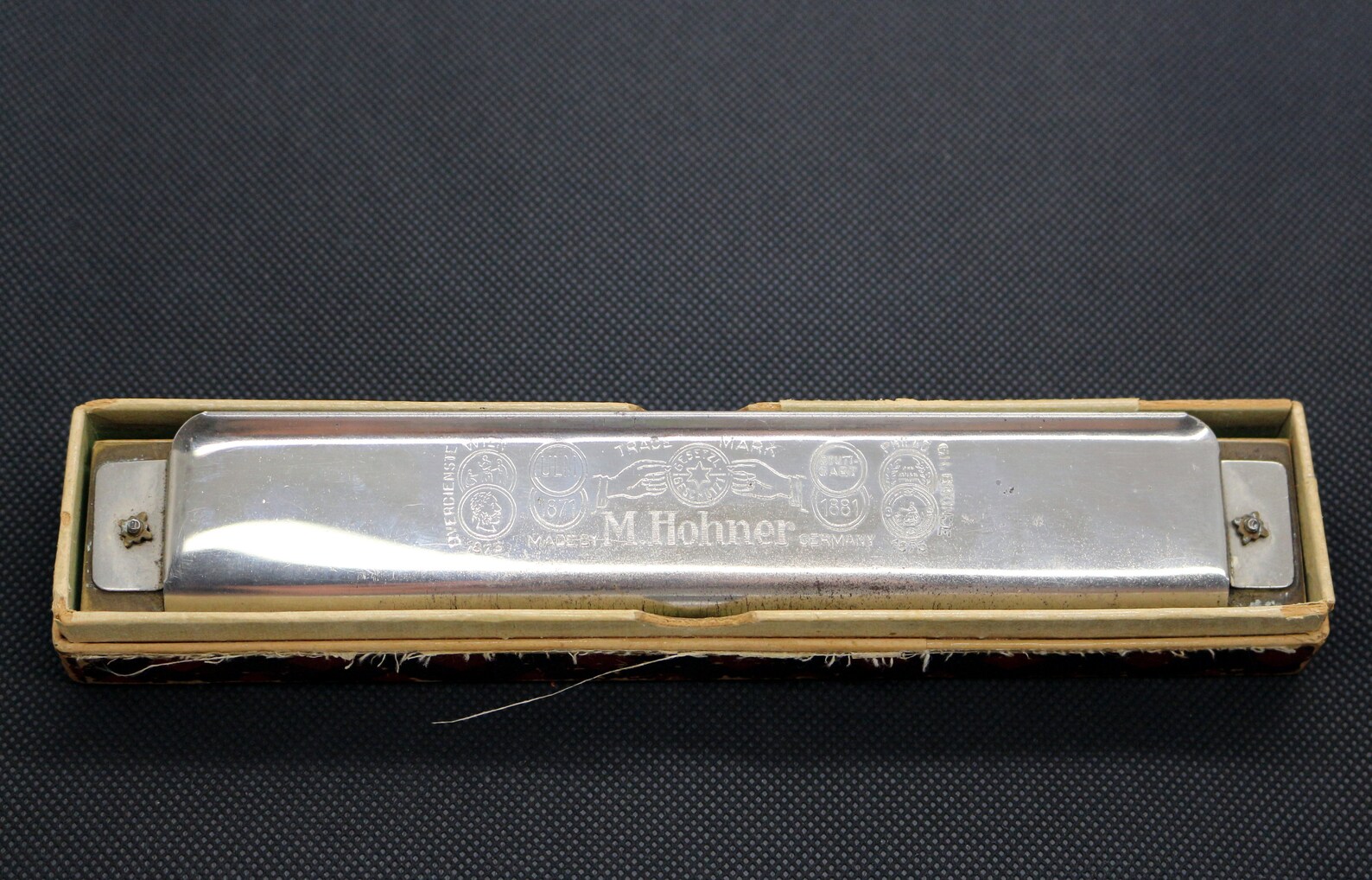 Antique M.hohner ECHO Bell Metal Reeds C Real Brass Plate Harmonica