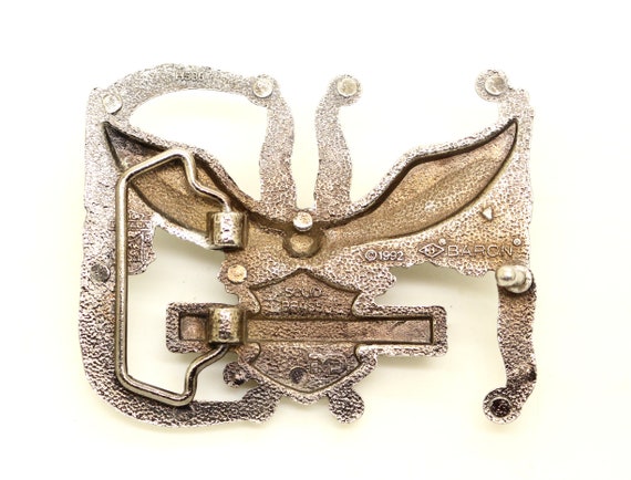 Harley Davidson Eagle Solid Brass Silver Tone Ena… - image 2