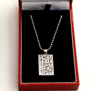 Sterling Silver INGOT Dog Tag Bar Millennium 1999 2000 Pendant 22inch chain Vintage Birthday Christmas Gift for Her Him
