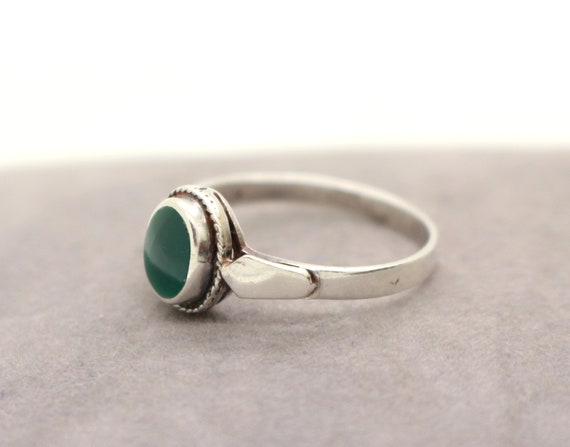 Real Sterling Silver Green Chrysoprase Chalcedony… - image 3