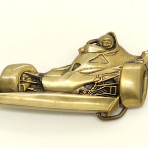 Vintage Solid Brass Racing Car Formula 1 Indie Belt Buckle Baron BBB 1979